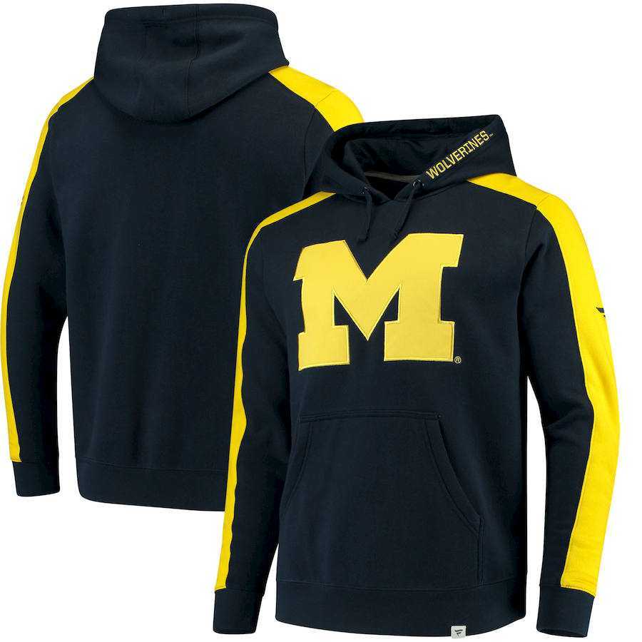 Men's Michigan Wolverines Fanatics Branded Iconic Colorblocked Fleece Pullover Hoodie Navy,We sell and wholesale Men's Michigan Wolverines Fanatics Branded Iconic Colorblocked Fleece Pullover Hoodie Navy on line form chian!